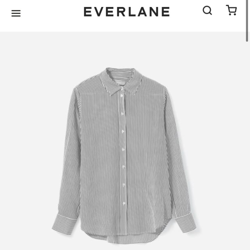 COPY - Everlane striped black and white silk shirt size 16